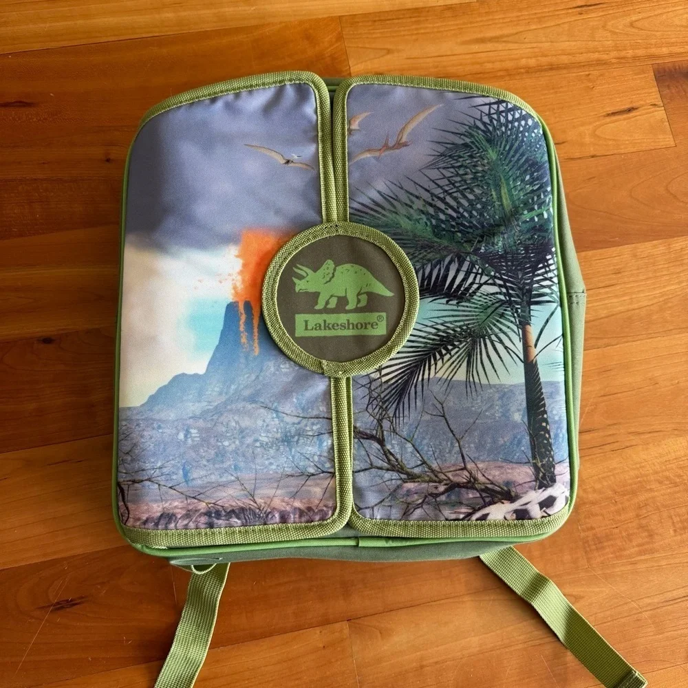 Lakeshore Scenic Dinosaur Fold Out Play Backpack like NEW green kids